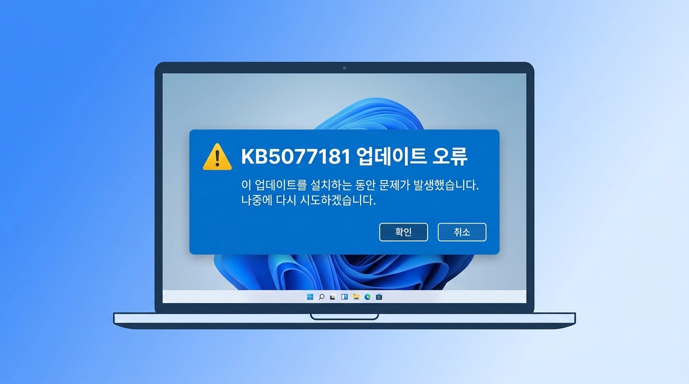 윈도우11 KB5077181 업데이트 오류 해결법 안내 화면