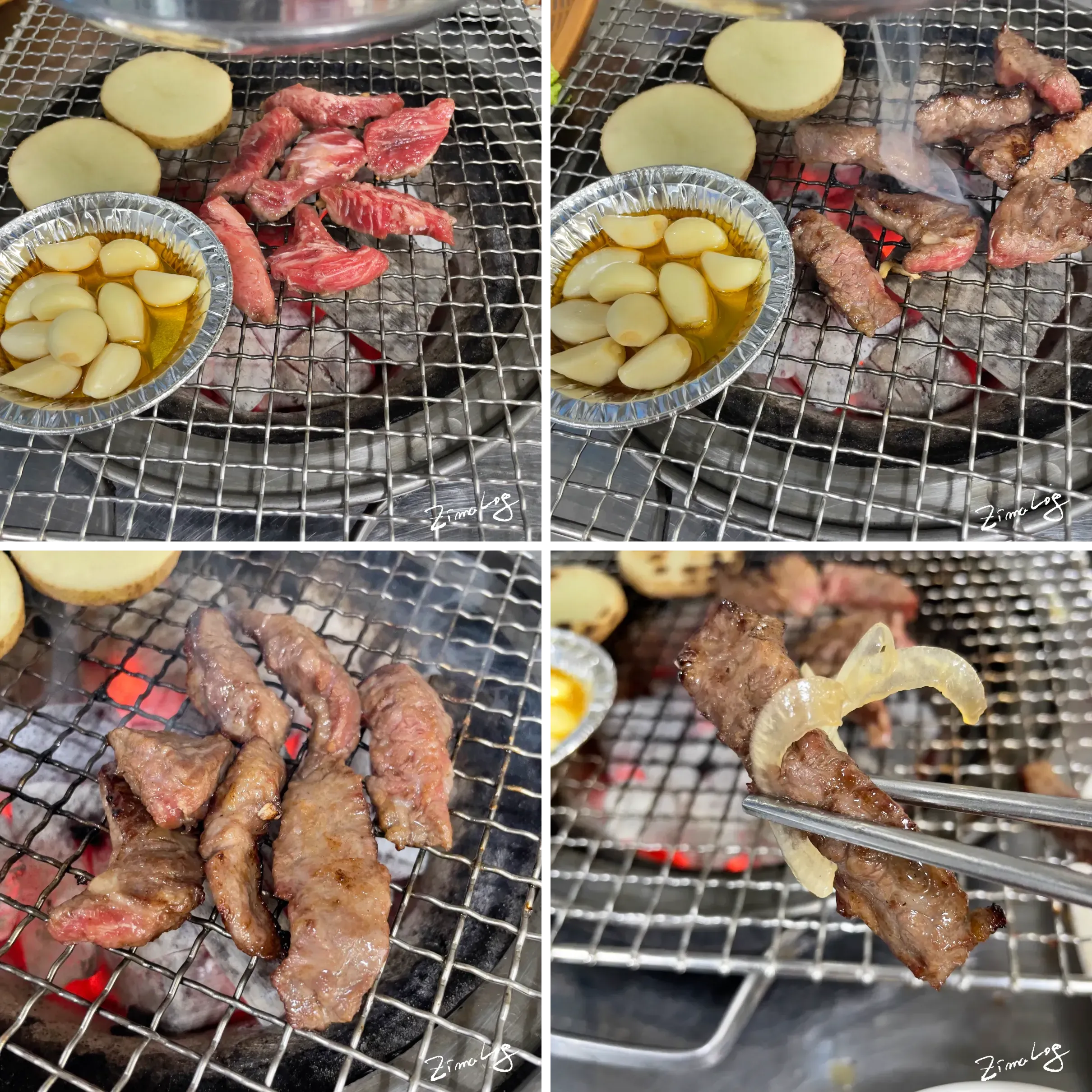 소갈비살을 구워먹고 있는 사진