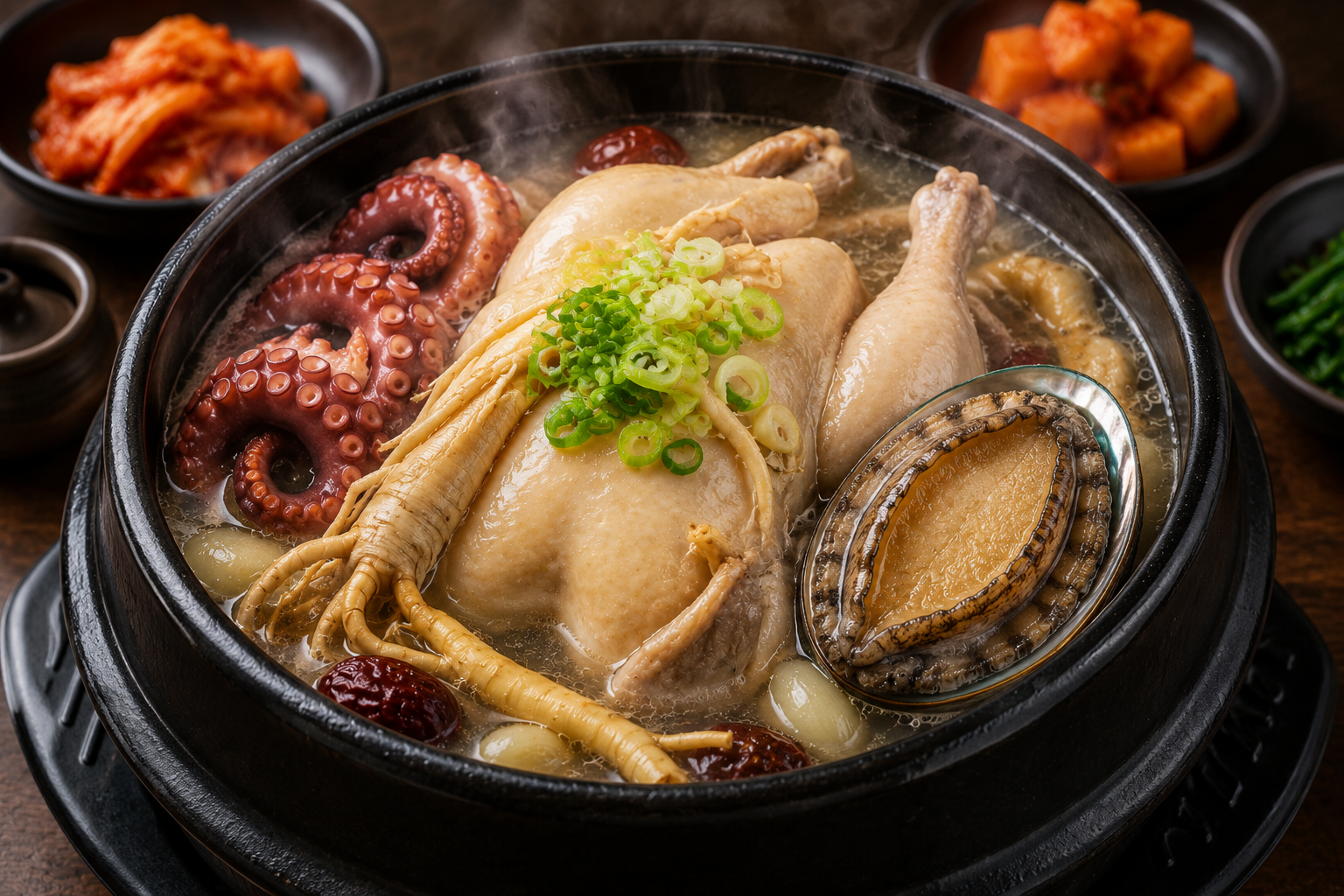 문어와 전복을 넣은 삼계탕