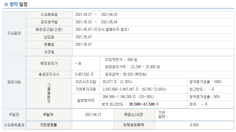 에이치피오 공모주 일정