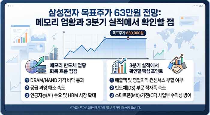삼성전자 목표주가 63만 원 전망 인포그래픽.