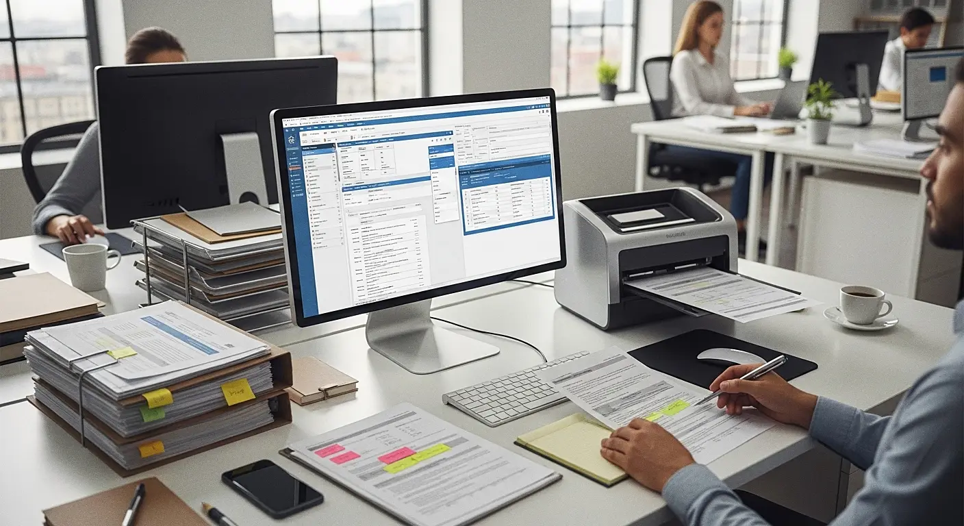 서류처리하는 이미지