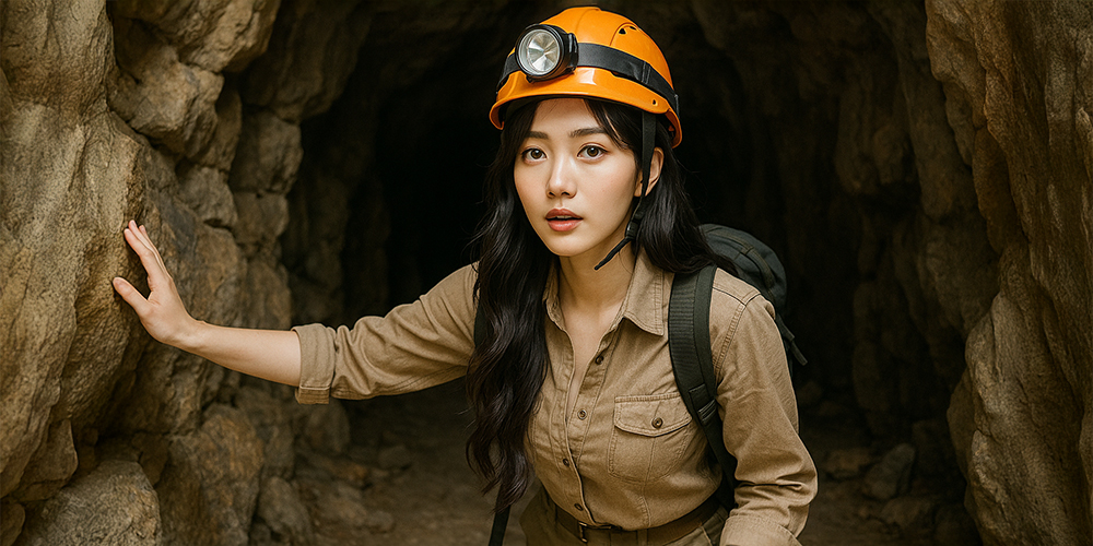 동굴 탐험 하는 사람