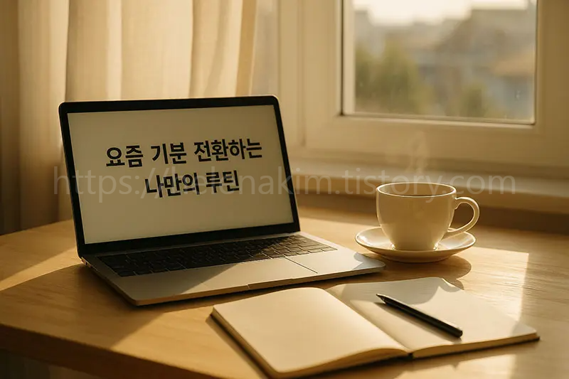 햇살 가득한 공간에서 따뜻한 차와 함께 하루를 여는 나만의 루틴을 담은 이미지