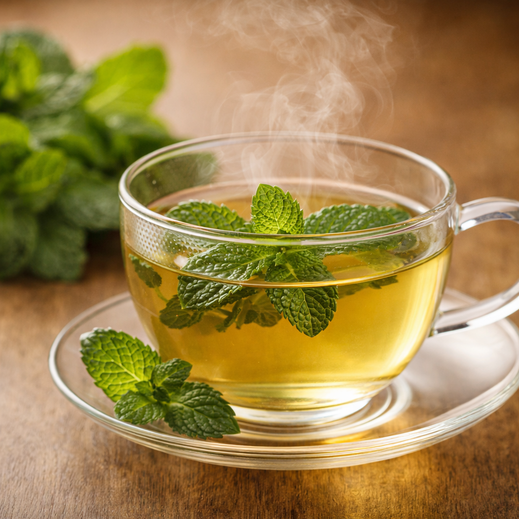 복부 팽만감 완화와 식욕 억제에 도움을 주는 신선한 페퍼민트 차 이미지