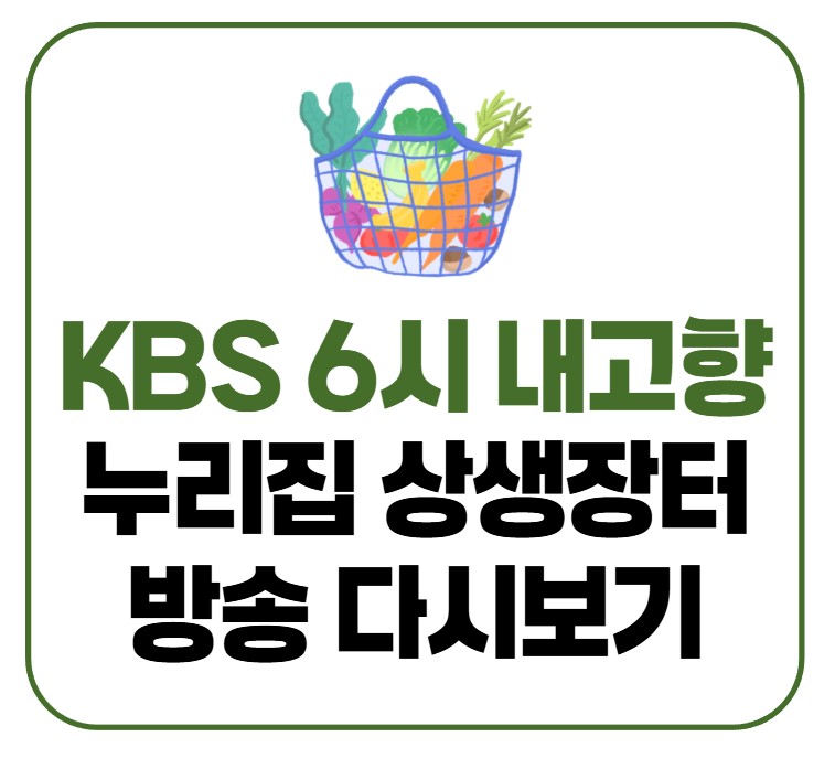 KBS 여섯시 내고향 홈페이지 누리집 상생장터 방송 다시보기