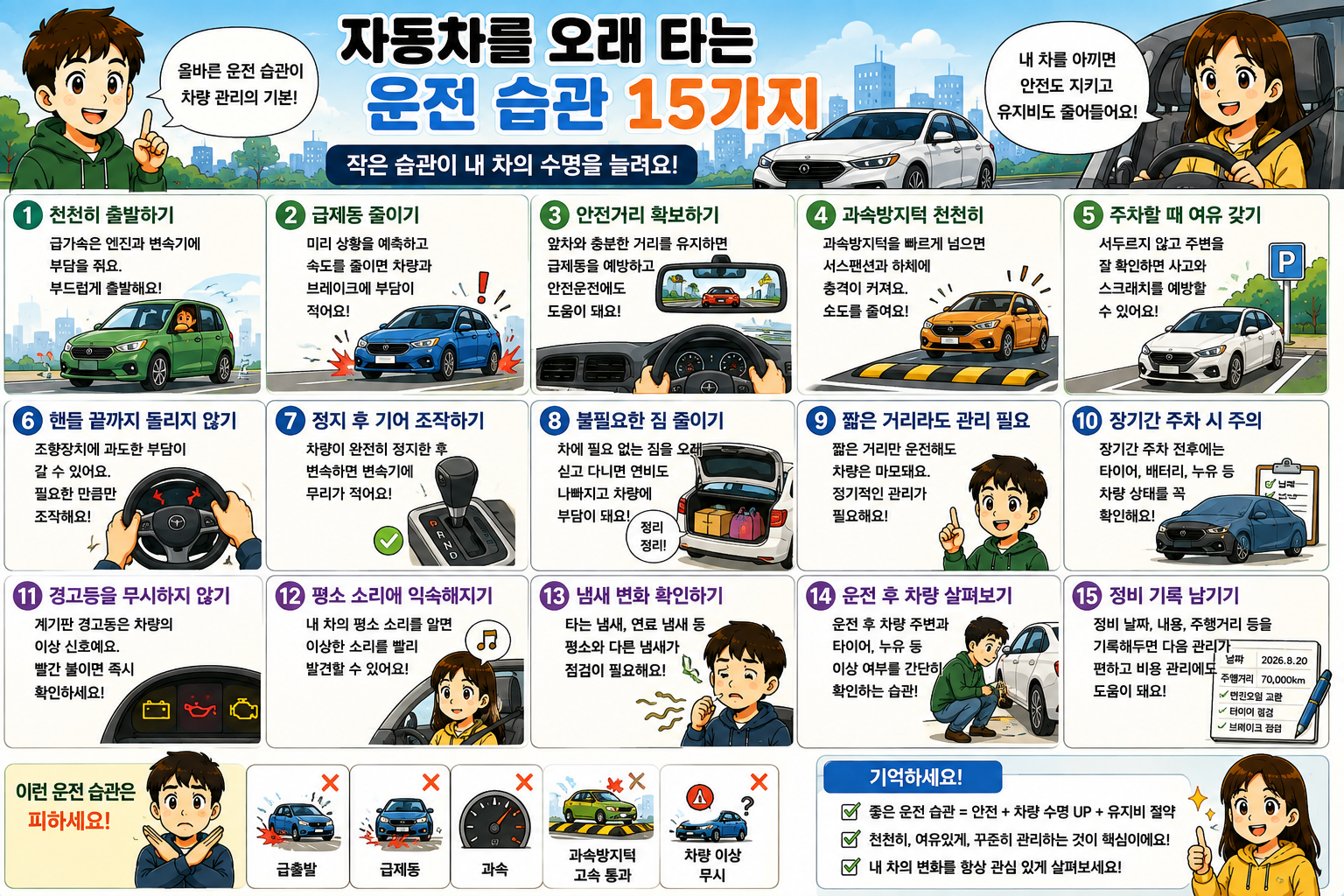 자동차를 오래 타는 운전 습관 15가지｜차량 수명을 생각하는 운전 방법