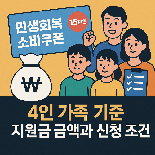 민생회복 소비쿠폰 4인 가족 기준 지원금과 신청 조건