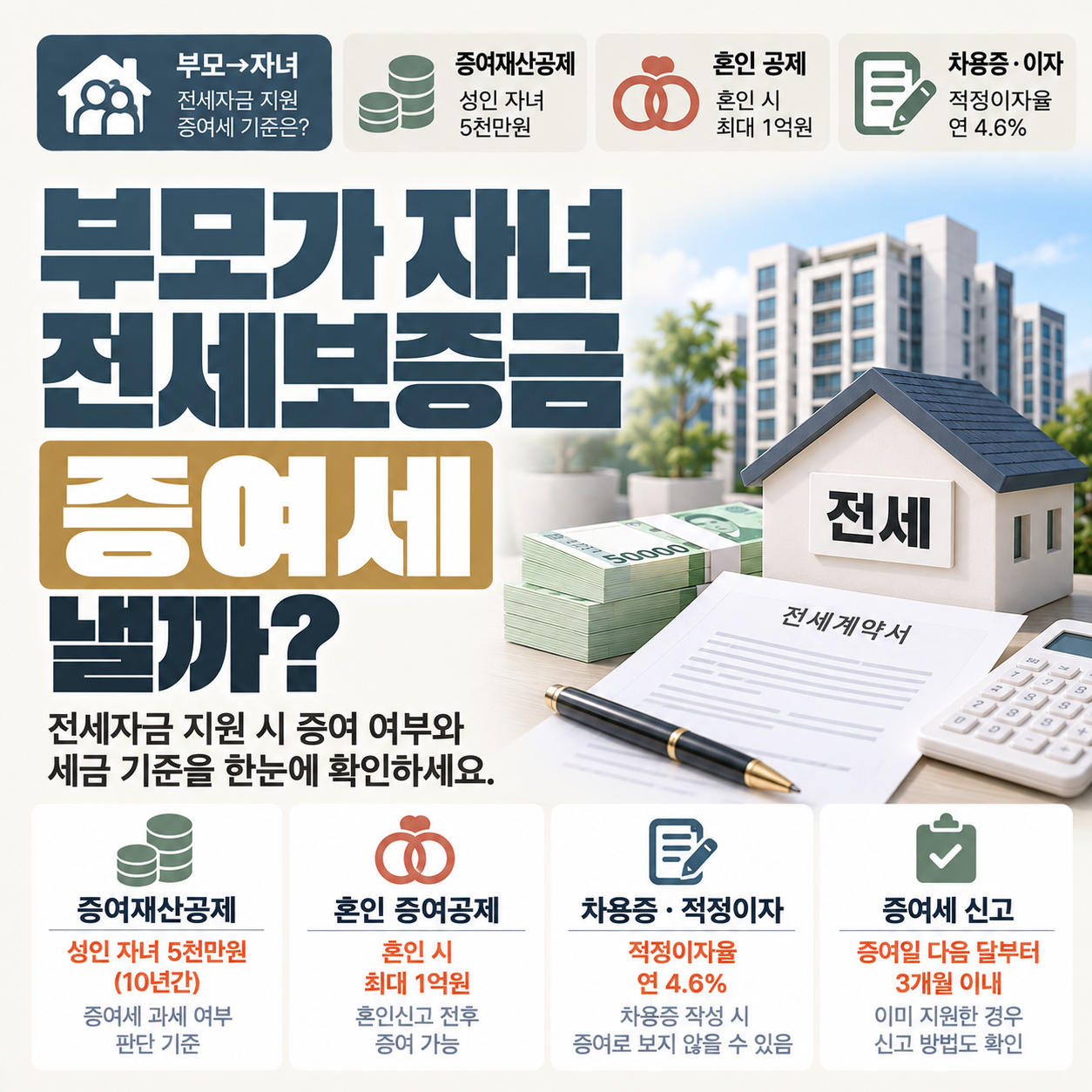 부모가 자녀 대신 전세보증금을 내줄 때 증여세 판단 기준