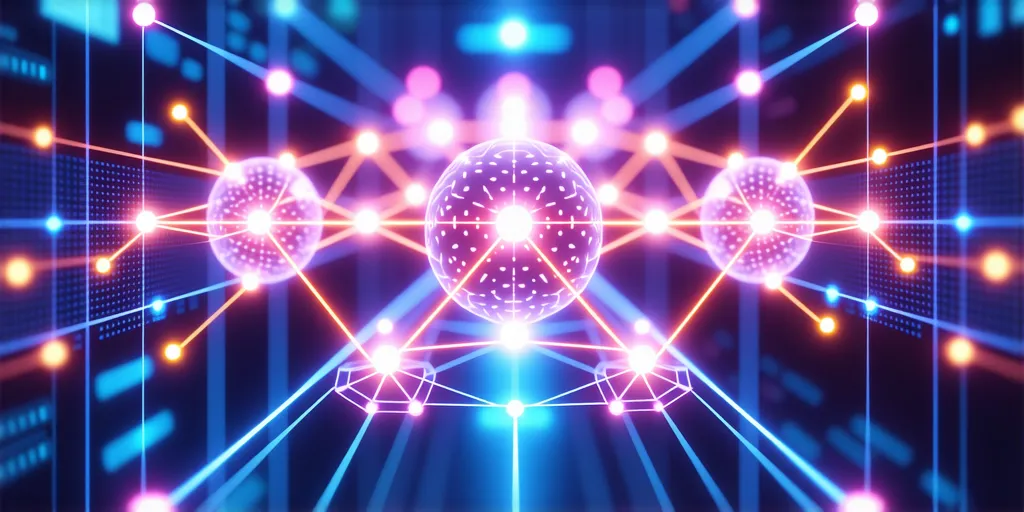 외부 데이터베이스와 결합된 대형 언어 모델(LLM)의 작동 원리를 시각적으로 표현한 이미지