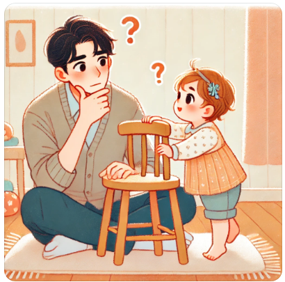 의자에 올라가는 아이