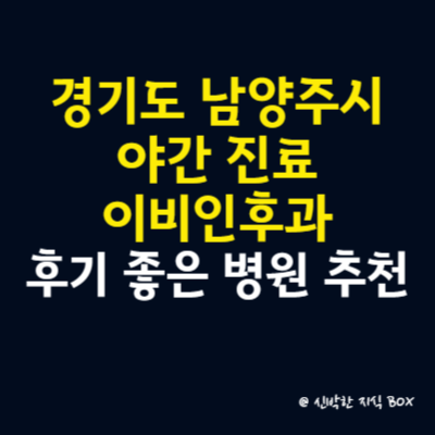 경기도 남양주시 이비인후과 야간진료 병원, 후기 좋은 이비인후과 병원 추천