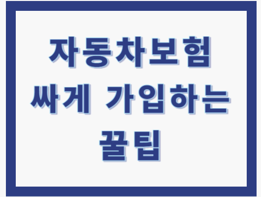 자동차 보험 싸게 가입