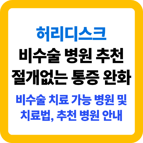 허리디스크 비수술 병원 추천