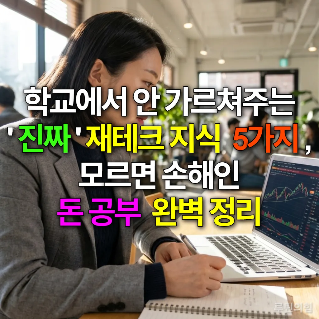 카페에서 노트북으로 재테크 공부를 하는 젊은 한국 여성