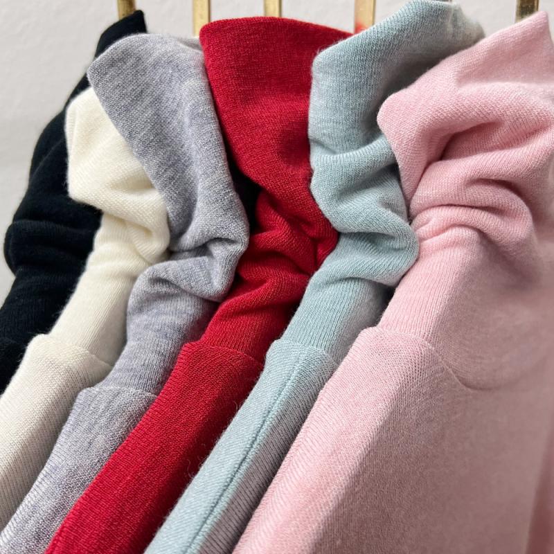 겨울 여성 목티 울 이너 폴라티 얇은목폴라 핑크 검정