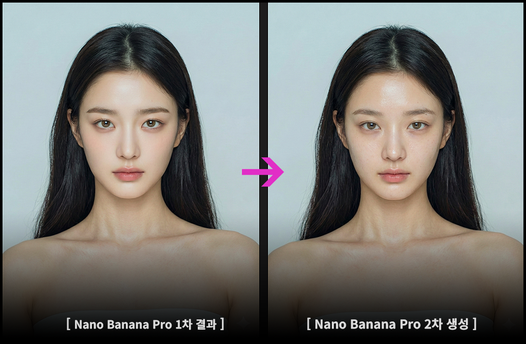 노메이크업 피부 상태로 정리된 Nano Banana 기준 인물 이미지