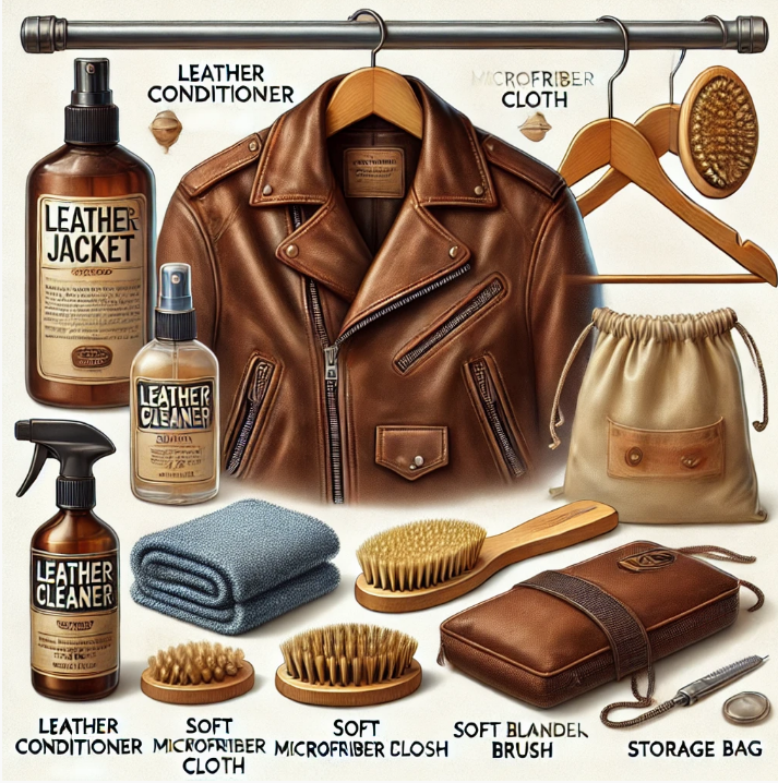가죽자켓 관리 도구별 효과 비교 관련 사진 (클리너, 오일, 방수제)