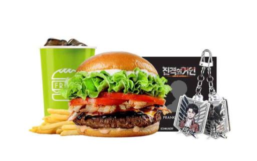 프랭크버거- 진격의거인- 콜라보- 조사병단- 망토- 담요와- 키링 세트- 구성