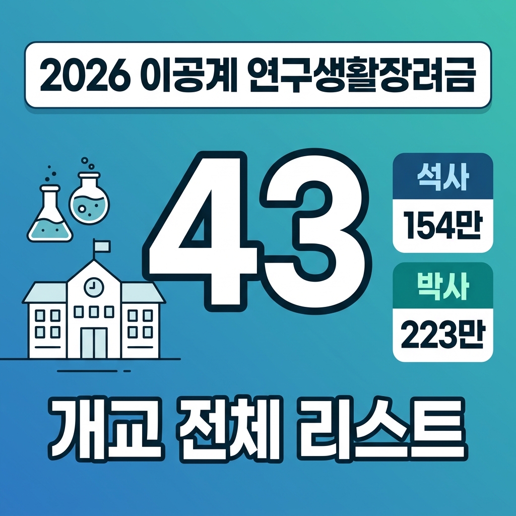 2026 이공계 연구생활장려금 참여대학 43개교 가이드