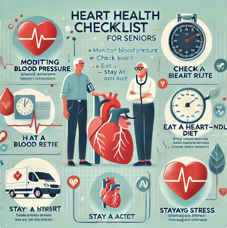 노년층 심장 건강 체크리스트 혈압, 심박수, 영양
