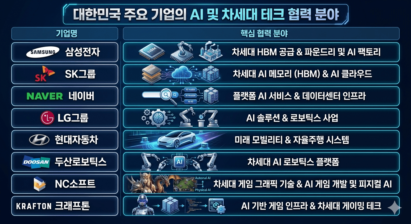 2026년 6월 엔비디아 젠승황CEO와 회동한 주요기업