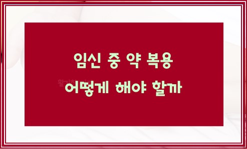 임신 중 약 복용 어떻게 해야 할까