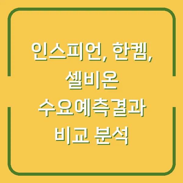 인스피언, 한켐, 셀비온 수요예측결과 비교 분석