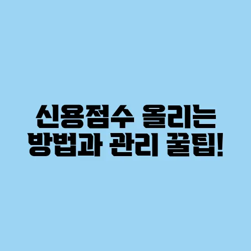 신용점수 올리는 방법과 관리 꿀팁!