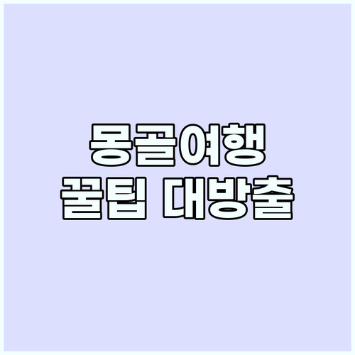 몽골여행 완벽 가이드: 준비물, 환전..