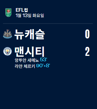 맨시티와뉴캐슬죽구시합결과사진맨시티2뉴캐슬0