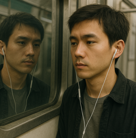 지하철 유리창에 비친 내 얼굴