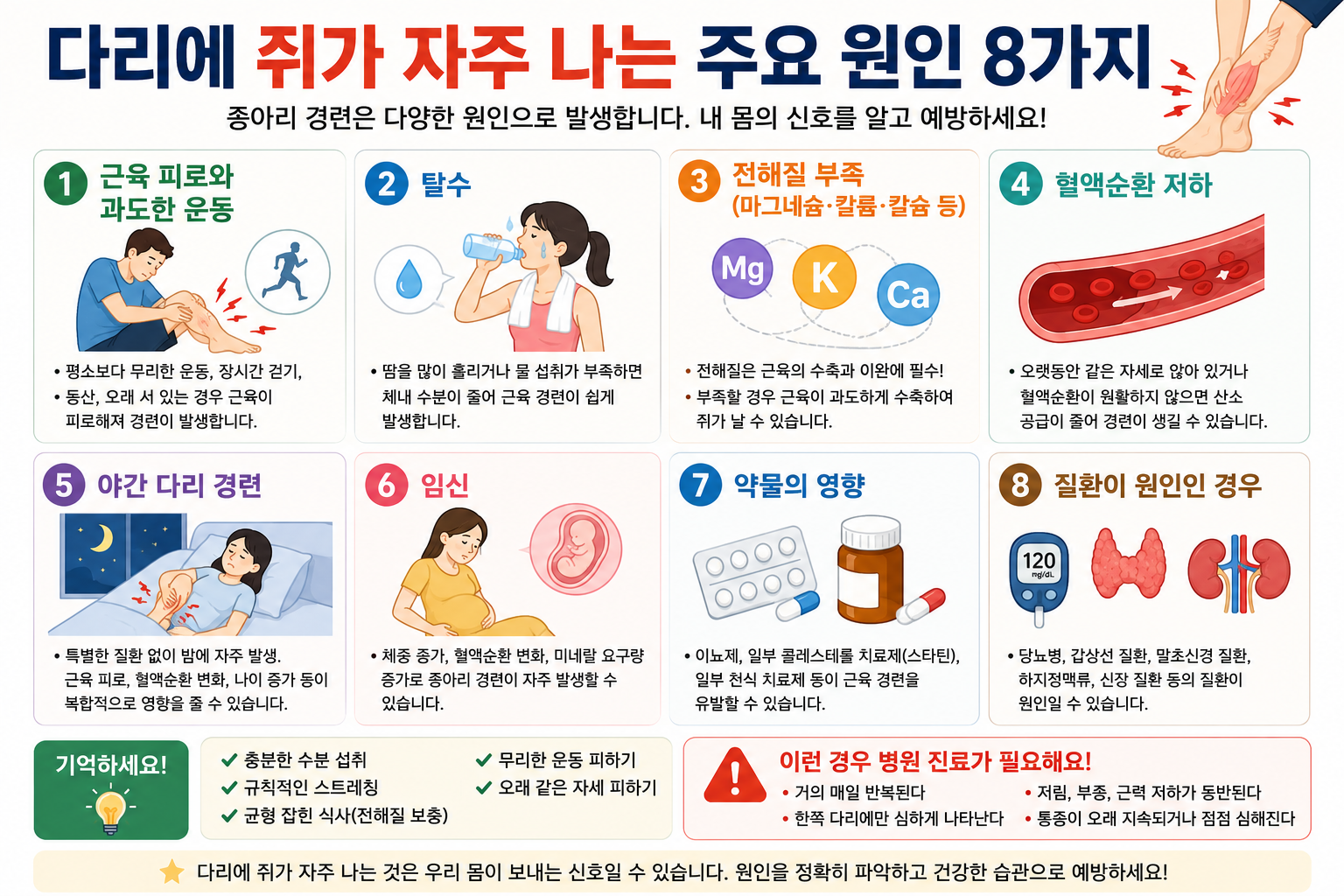 다리에 쥐가 자주 나는 주요 원인 8가지 비교 이미지