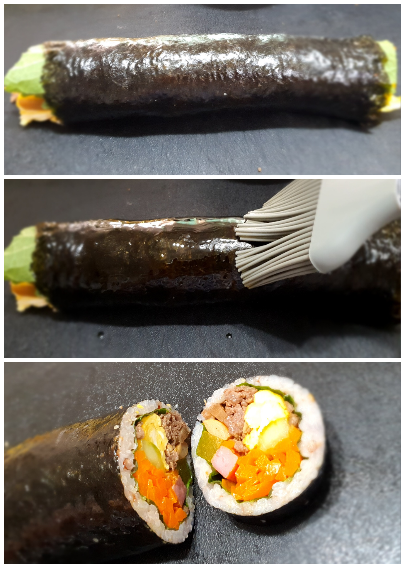 김밥이-풀리지-않게-싸는-것이-중요해요.