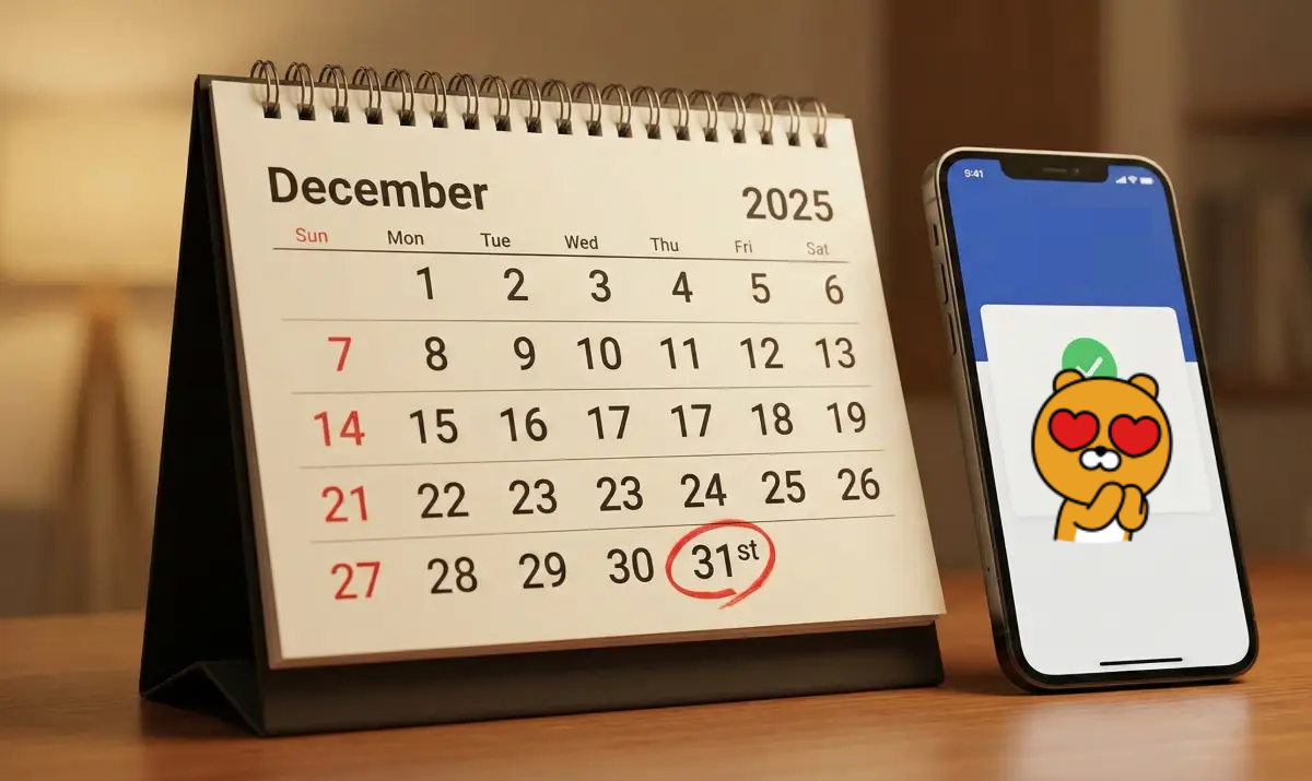2025년 12월 31일 마감이 표시된 달력과 상생페이백 승인 알림이 뜬 스마트폰