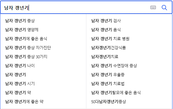 남자 갱년기 연관 검색어