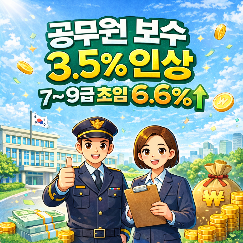 공무원 보수 3.5% 인상|7~9급 초임은 6.6% 상승해요