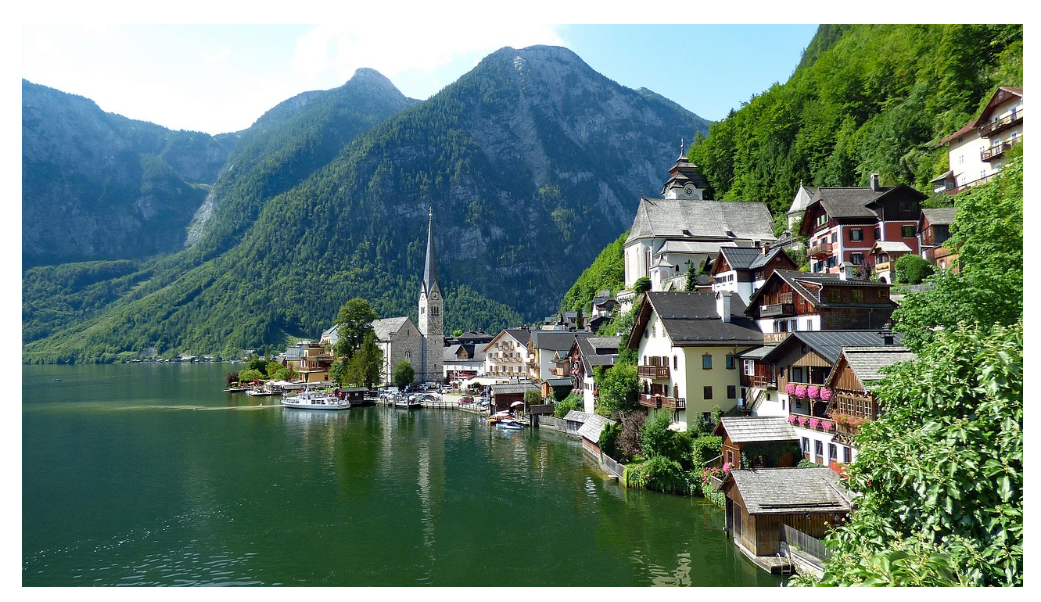 오스트리아 할슈타트 호수 마을 사진