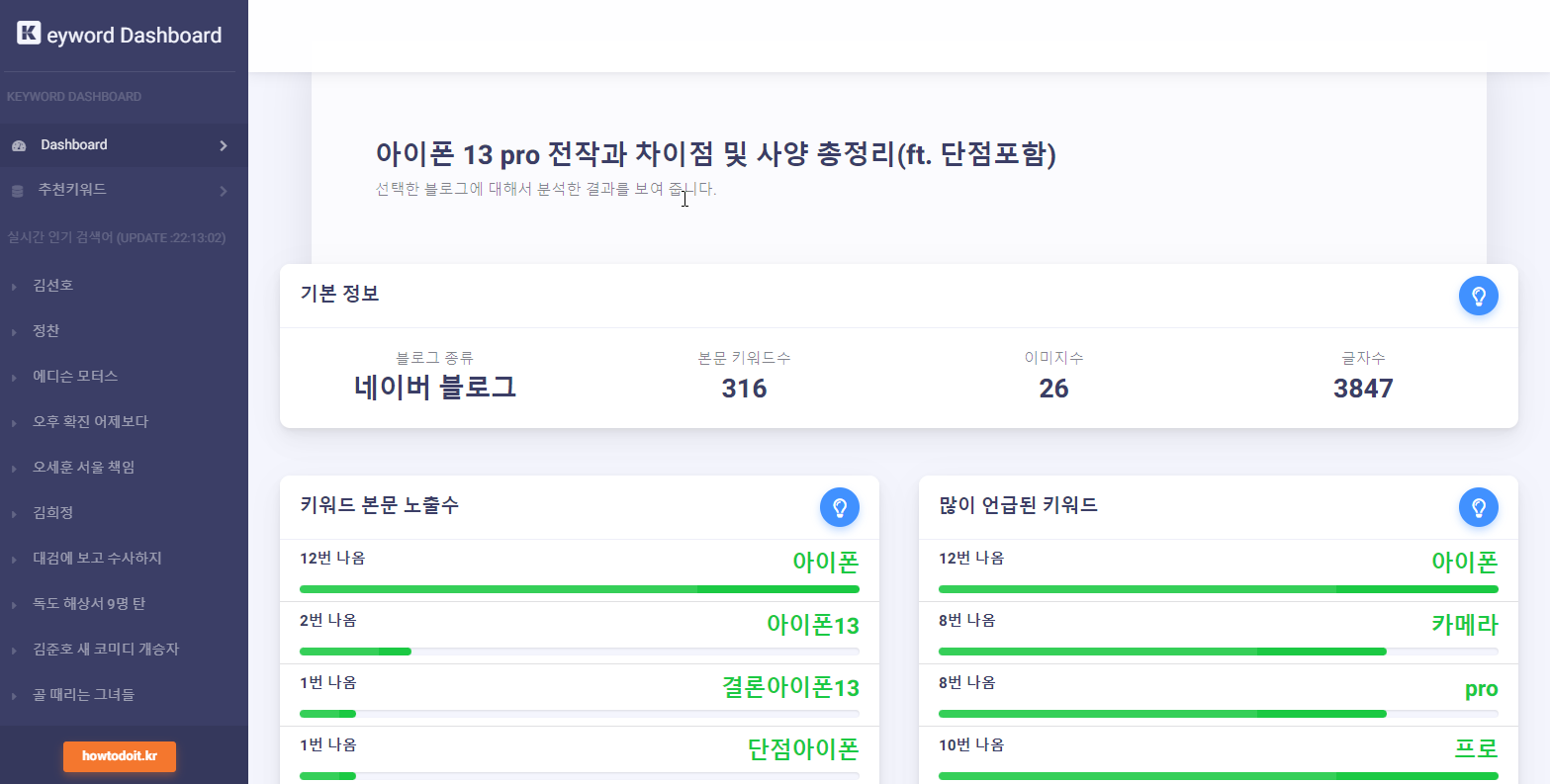 블로그 키워드 검색 Keyword Dashboard 소개 캡처8
