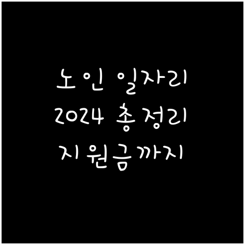 2024년 노인 일자리 사업: 신청 ..