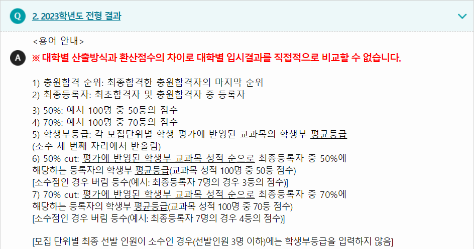 2023학년도 조선대학교 학생부종합전형 전형 결과