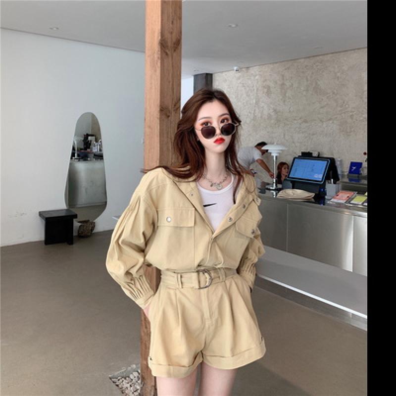 나인클로젯 가을 여성 카우보이 레트로 슈트 자켓 반바지 세트