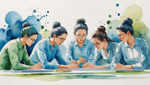 ESTJ의 정은 구조 속에서 움직입니다. 따뜻함보다는 정확함, 공감보다는 책임을 중시하는 그들은, 마음을 말보다 실천으로 증명합니다에 관한 그림