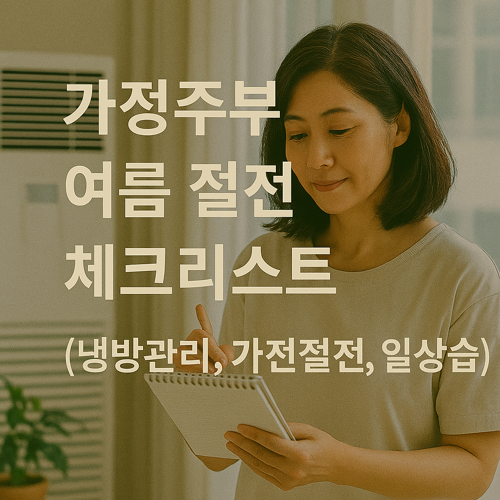 가정주부 여름 절전 체크리스트 (냉방관리, 가전절전, 일상습관)