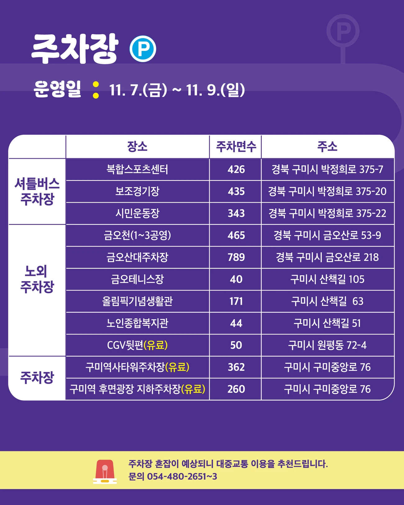 구미 라면축제2025 주차장및 셔틀버스바로가기