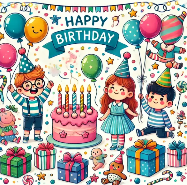 남여-어린이-3명-풍선-케익