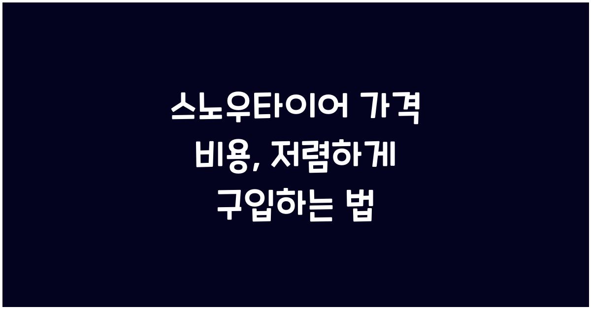 스노우타이어 가격 비용
