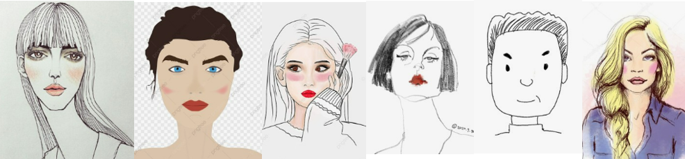 여러얼굴들의 연필그림