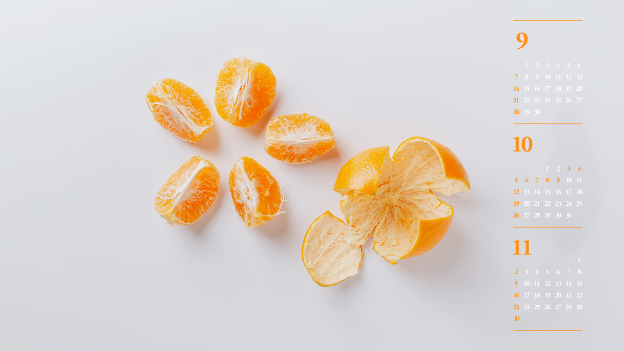 03 껍질 깐 귤 B - 2025년10월 노트북배경화면