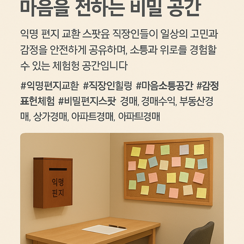 고독한 직장인을 위한 익명 편지 교환 스팟 – 마음을 전하는 비밀 공간